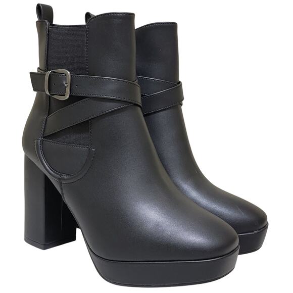 MIA Women Esther High Heel Platform Ankle Boots Size US 8.5M Black Burnished - Picture 2 of 4